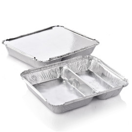 وعاء قصدير2مقسم 22x17.5x3.9سم600حبه/كرتون