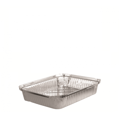 صحن قصدير مستطيل – مقاس 21.5×16.8×4.7 سم – خيارات غطاء – مناسب لتغليف الوجبات الجاهزة