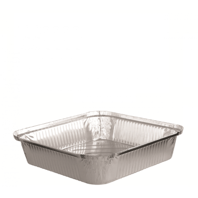 صحن قصدير مستطيل – مقاس 30.5×20.5×4.6 سم – خيارات غطاء – مناسب لتغليف الوجبات الجاهزة