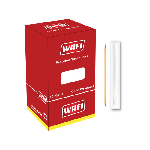 اعواد خشبيه للاسنان مغلفه شفاف24000حبه/كرتون