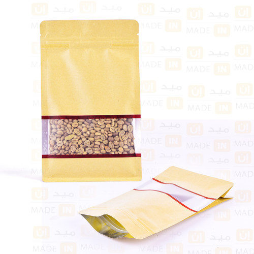 كيس قهوه 250جرام كرفت شفاف من الوسط