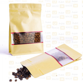 كيس قهوه500جرام كرفت شفاف من الوسط