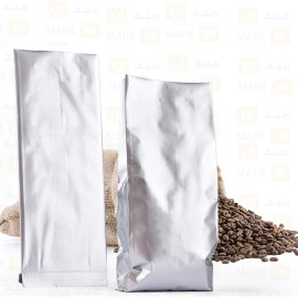 كيس قهوه1000جرام فضي بدون فلتر تهوية