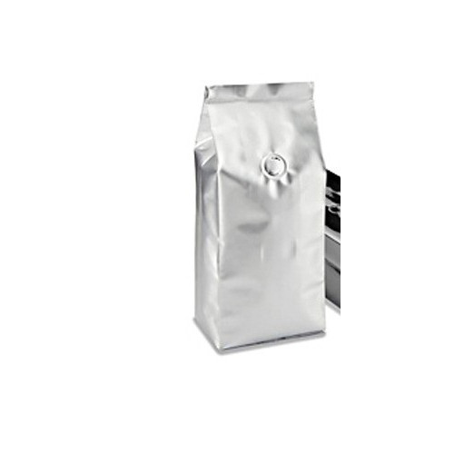 كيس قهوه250جرام فضي بفلتر تهوية