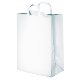 كيس ورق ابيض بيد مسطحه