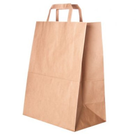 كيس ورق بني بيد مسطحه 