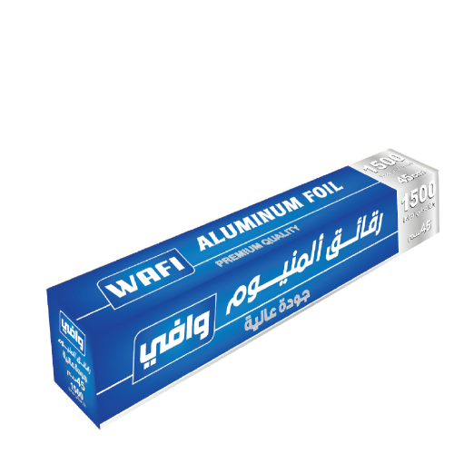 ورق قصدير45سم/1500جرام وافي-6رول/كرتون 