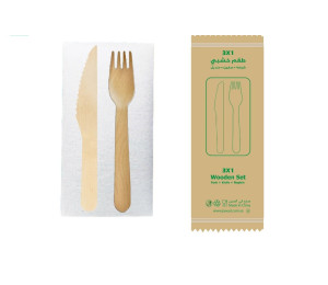 طقم شوكه وسكين خشب..