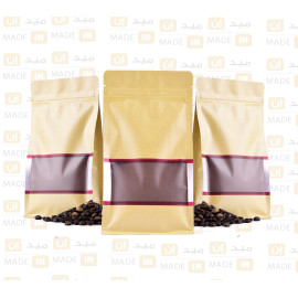 كيس قهوه 50جرام كرفت شفاف من الوسط