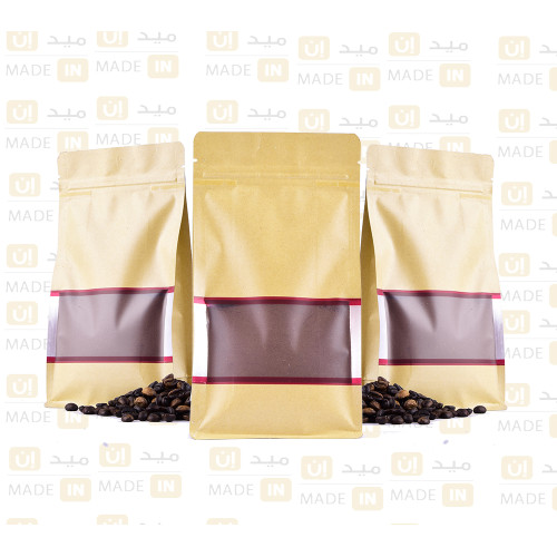 كيس قهوه 50جرام كرفت شفاف من الوسط
